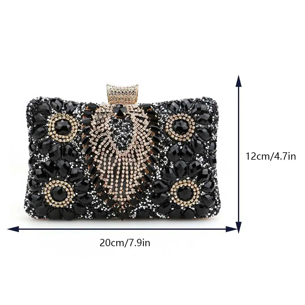 Luxury Rhinestone Glitter Evening Bag – Vintage Tassel Clutch for Weddings & Dinners