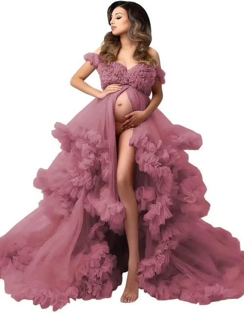 Load image into Gallery viewer, Puffy Ruffles Tulle Maternity Dress for Photoshoots &amp; Baby Showers
