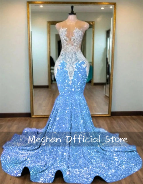 Load image into Gallery viewer, Elegance in Every Detail: Crystal Beaded Long Prom Dress with Sequins and Appliques
