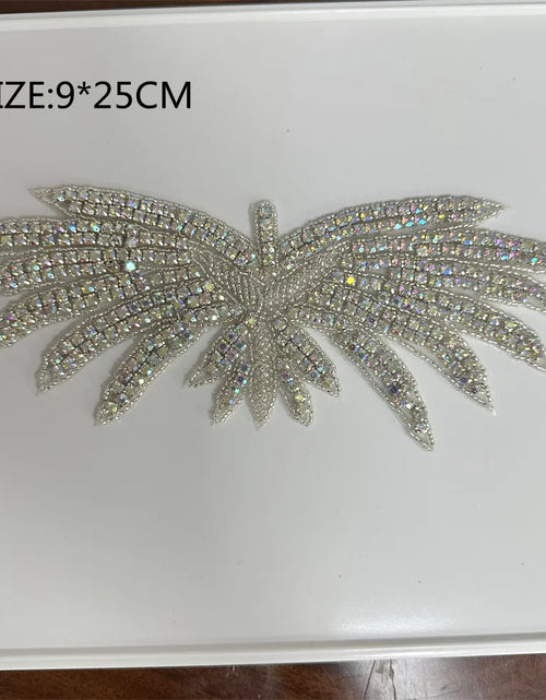 Load image into Gallery viewer, AB Silver Rhinestone Flower Applique – Elegant Iron-On/Sew-On Decoration for Wedding Dresses &amp; Clothes
