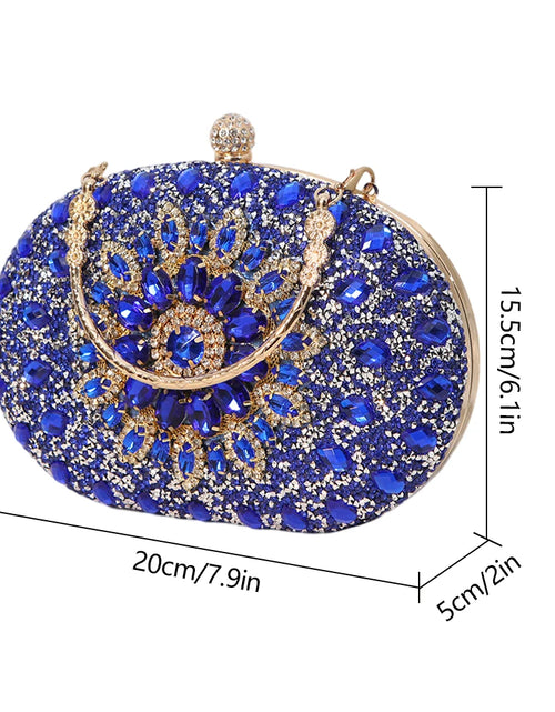 Load image into Gallery viewer, Luxury Rhinestone Glitter Evening Bag – Vintage Tassel Clutch for Weddings &amp; Dinners
