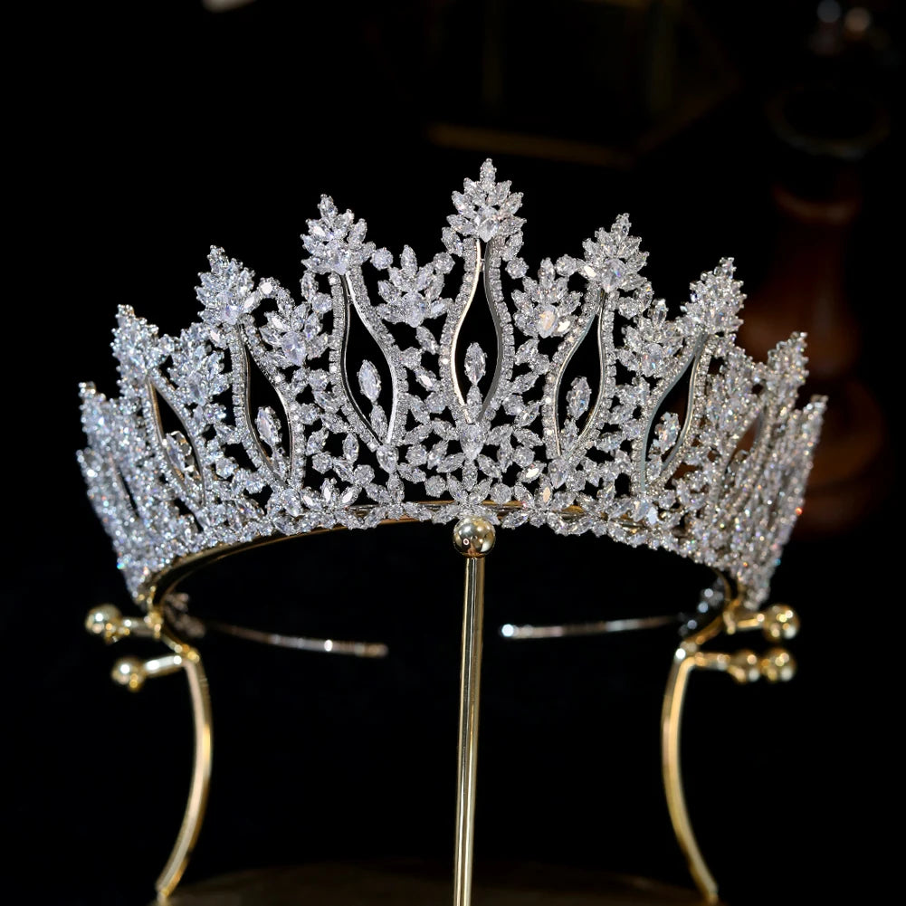 Luxury Big AAA Zirconia Bridal Crown Tiara – Baroque Headband Queen Crown Hair Accessories for Women, Wedding Jewelry Headdress