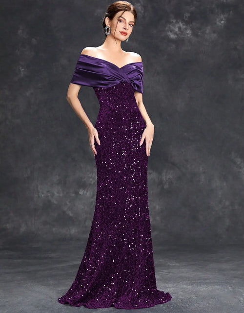 Load image into Gallery viewer, Elegant Velvet Sequin Fishtail Evening Gown – Perfect for Every Occasion
