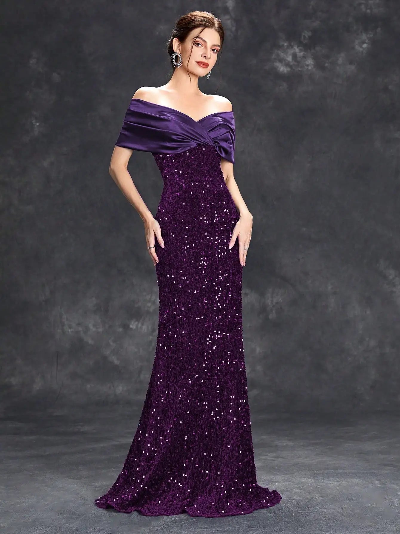 Elegant Velvet Sequin Fishtail Evening Gown – Perfect for Every Occasion