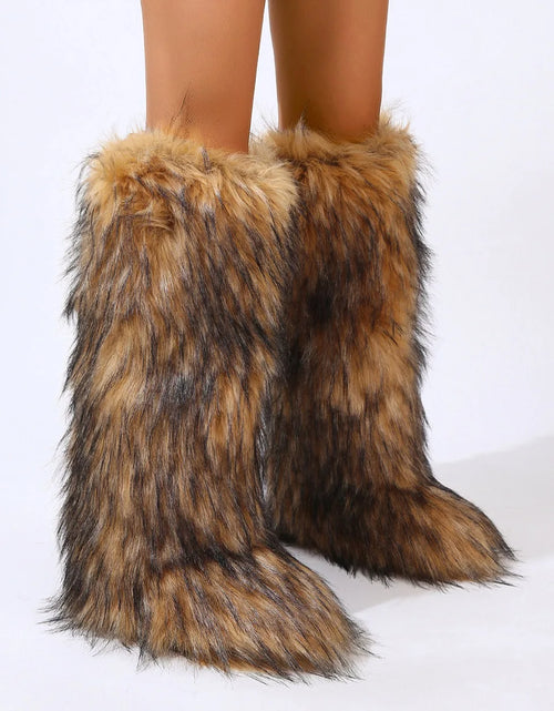 Load image into Gallery viewer, Cozy Glam: Thigh-High Faux Fur Winter Boots
