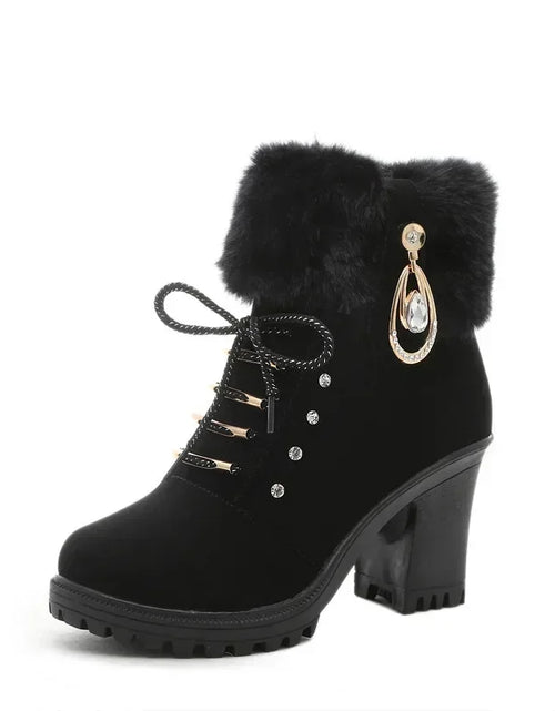 Load image into Gallery viewer, Elegant Suede High-Heel Platform Ankle Boots – Winter Must-Have
