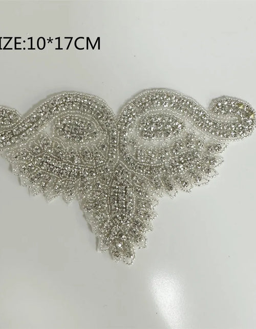 Load image into Gallery viewer, AB Silver Rhinestone Flower Applique – Elegant Iron-On/Sew-On Decoration for Wedding Dresses &amp; Clothes
