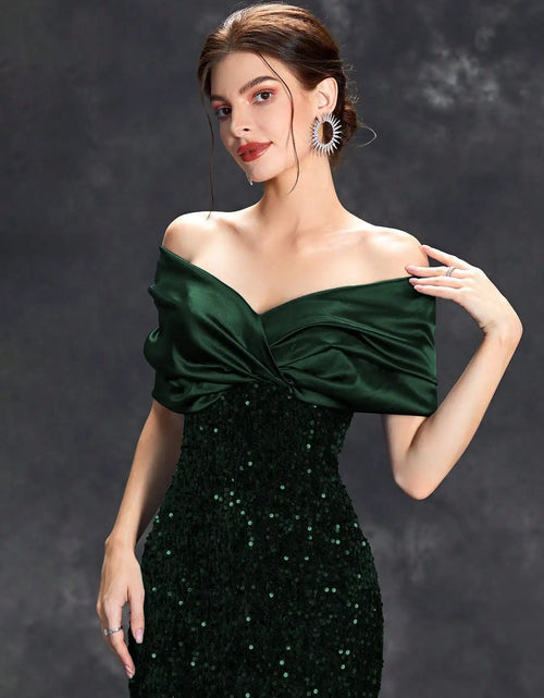 Load image into Gallery viewer, Elegant Velvet Sequin Fishtail Evening Gown – Perfect for Every Occasion
