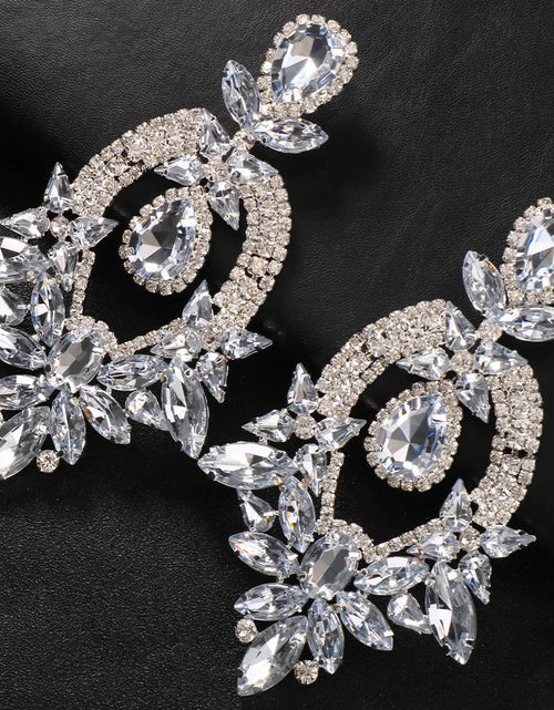 Load image into Gallery viewer, Oversized Rhinestone Statement Earrings – Glamorous Wedding &amp; Party Showstoppers
