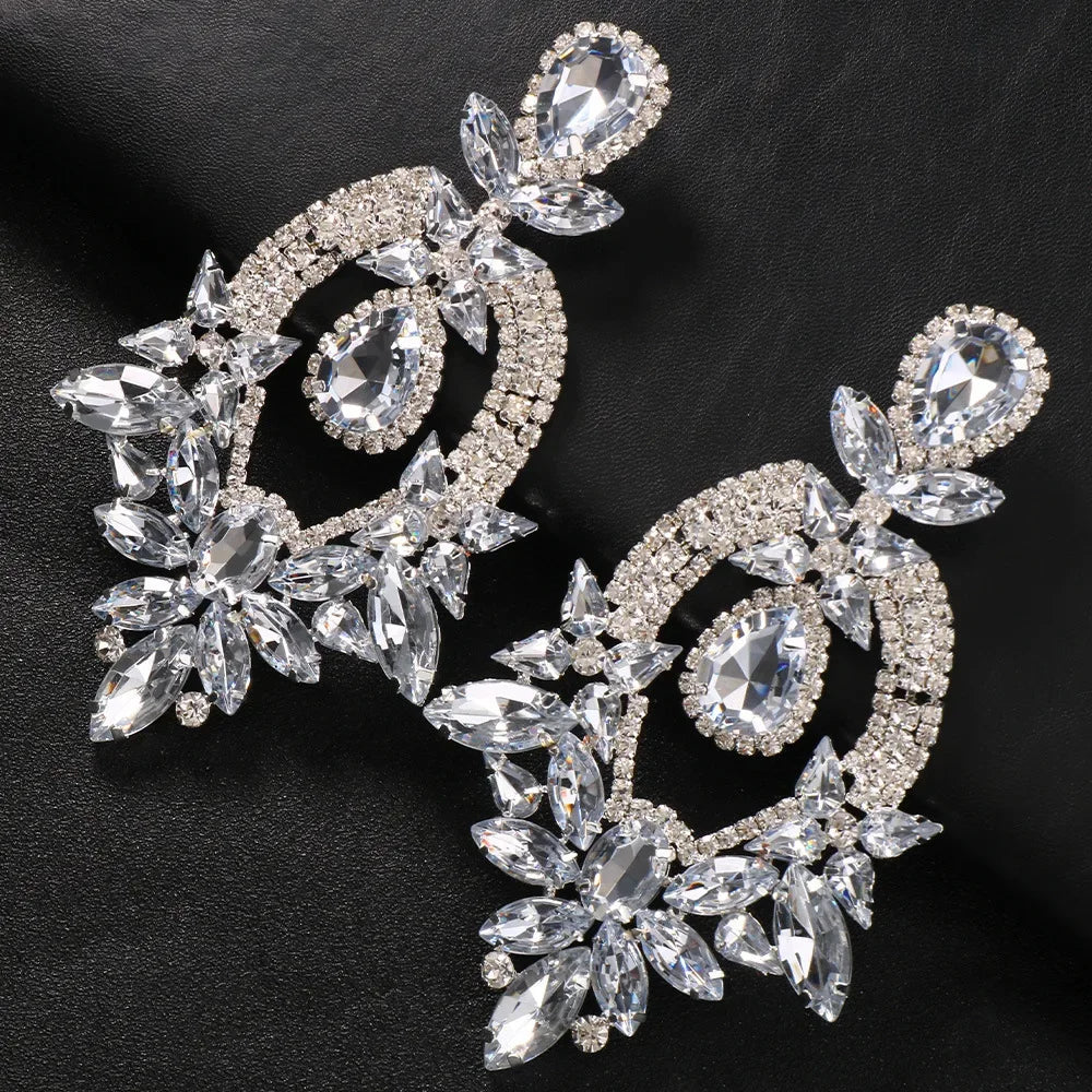 Oversized Rhinestone Statement Earrings – Glamorous Wedding & Party Showstoppers