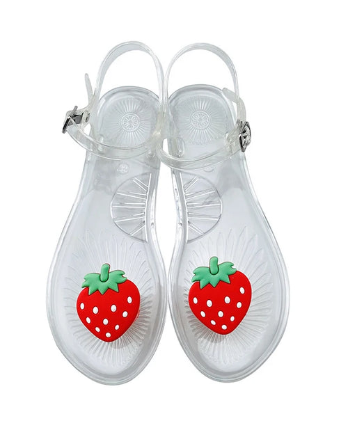 Load image into Gallery viewer, Women Fruit Jelly Sandals PVC Flat Flip-flop Sandal Ladies Summer Outdoor Fashion Non-slip Buckle Strap Beach Shoes Slides
