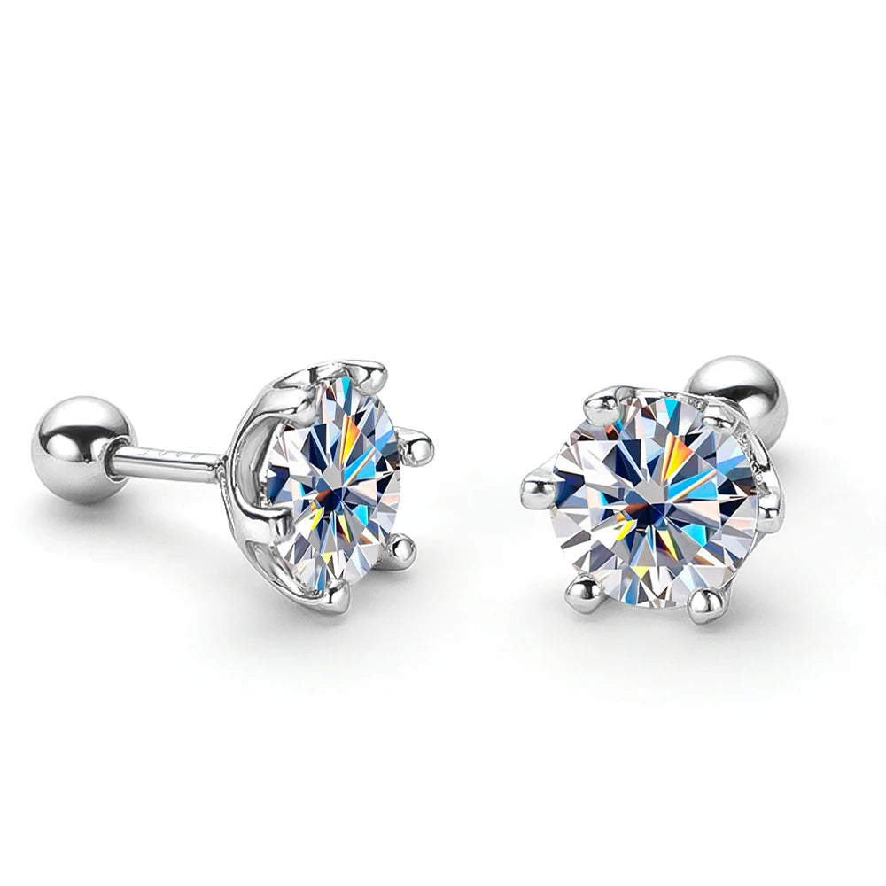 Serenity D Color Moissanite Stud Earrings – S925 Sterling Silver with 18K Plated Sparkling Fine Jewelry for Women