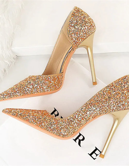 Load image into Gallery viewer, Elegant Sparkly Sequin Stiletto Pumps – Perfect Party Heels
