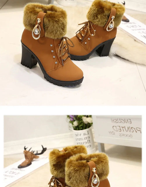 Load image into Gallery viewer, Elegant Suede High-Heel Platform Ankle Boots – Winter Must-Have
