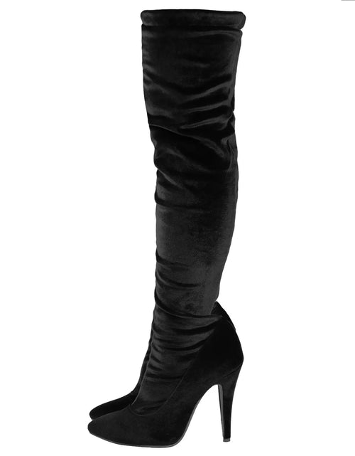 Load image into Gallery viewer, Velvet Elegance: Over-the-Knee Heeled Boots for Sophisticated Glamour
