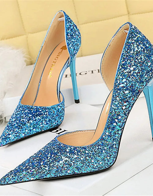 Load image into Gallery viewer, Elegant Sparkly Sequin Stiletto Pumps – Perfect Party Heels
