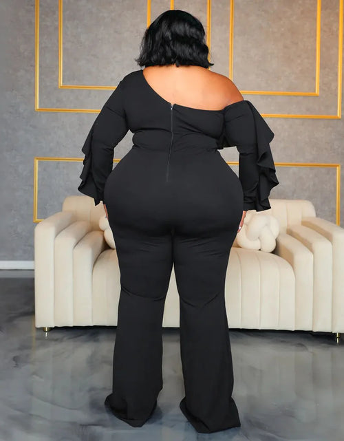 Load image into Gallery viewer, Plus-Size Wide-Leg Jumpsuit – Black Urban Leisure Summer Bodysuit for Women
