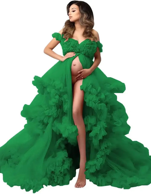 Load image into Gallery viewer, Puffy Ruffles Tulle Maternity Dress for Photoshoots &amp; Baby Showers
