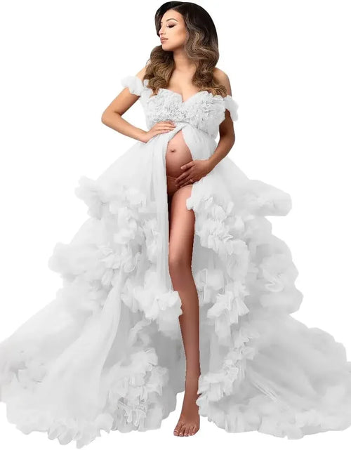 Load image into Gallery viewer, Puffy Ruffles Tulle Maternity Dress for Photoshoots &amp; Baby Showers
