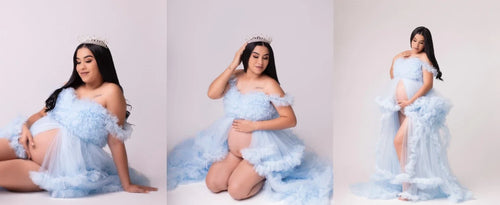 Load image into Gallery viewer, Puffy Ruffles Tulle Maternity Dress for Photoshoots &amp; Baby Showers
