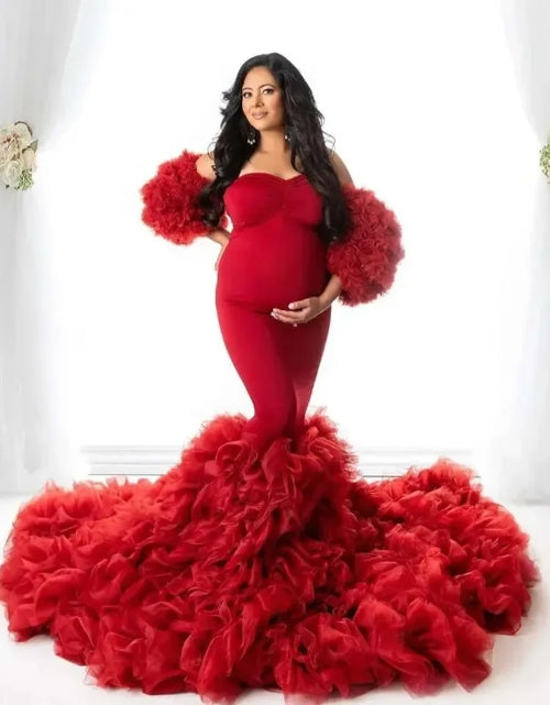 Load image into Gallery viewer, Glamorous Maternity Tulle Maxi Gown – Perfect for Photoshoots and Baby Showers
