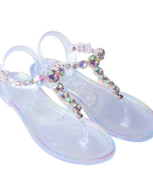 Load image into Gallery viewer, Crystal Clear Comfort: Summer Jelly Sandals with Sparkling Diamond Accents Wholesale
