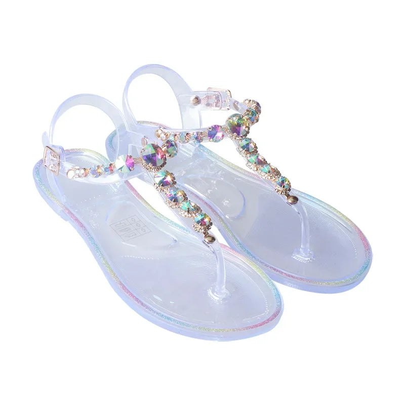 Crystal Clear Comfort: Summer Jelly Sandals with Sparkling Diamond Accents Wholesale