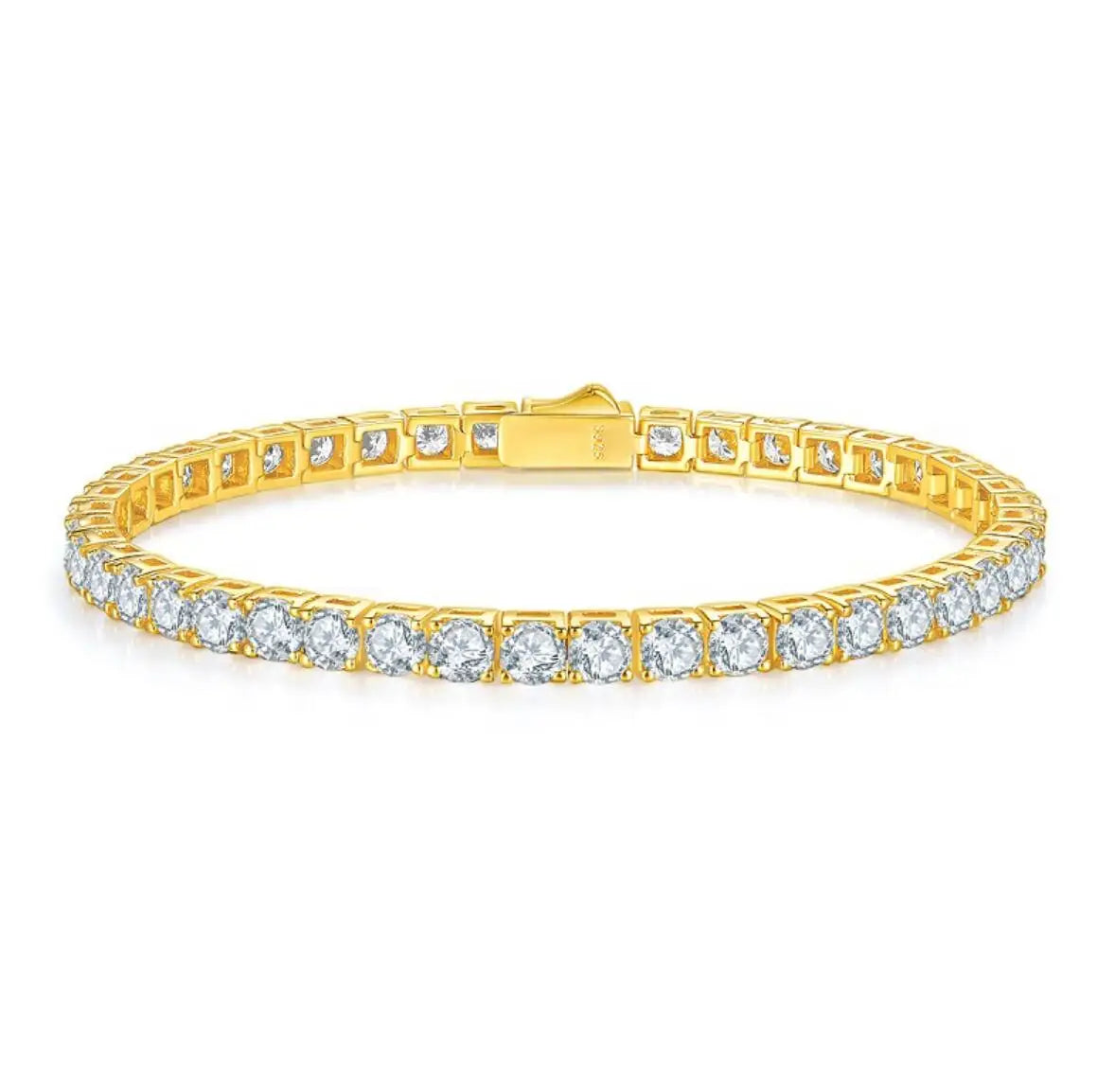 Dainty Full Moissanite Tennis Bracelet 18k Gold Plated 925 Sterling Silver D Color Lab Created Diamond Bracelet for Women Men