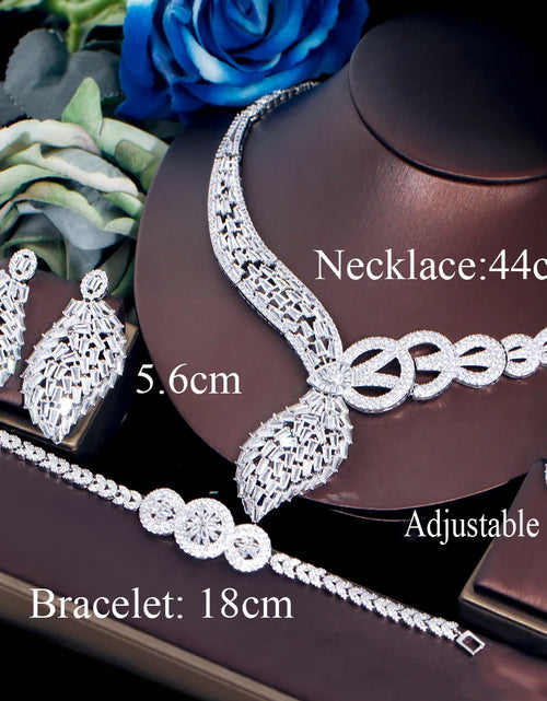 Load image into Gallery viewer, 4pcs Brilliant Cubic Zirconia Stone Luxury African Dubai Bridal Jewelry Set for Women – Party Dress Accessories
