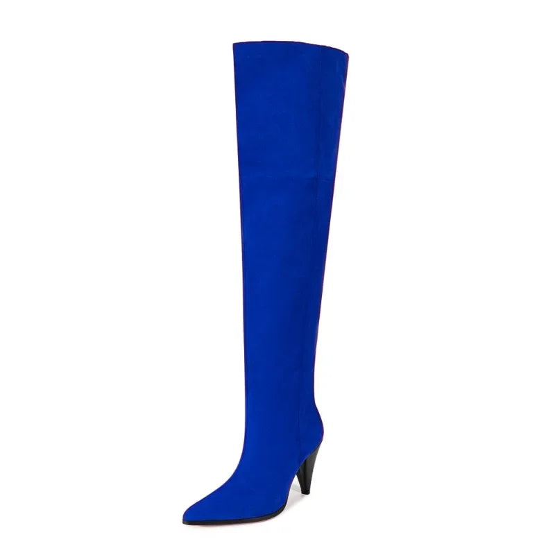 European and American Style Suede Tapered and Comfortable Sleeve Straight Over Knee Long Boots for Women's Fashion Runway Boots