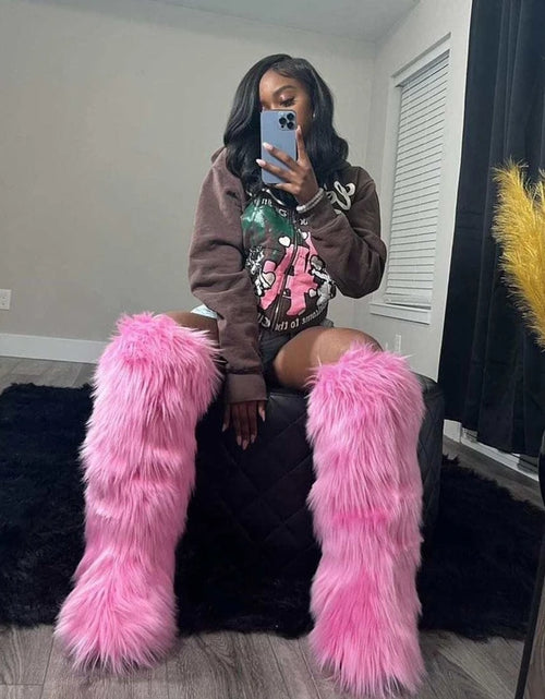 Load image into Gallery viewer, Cozy Glam: Thigh-High Faux Fur Winter Boots
