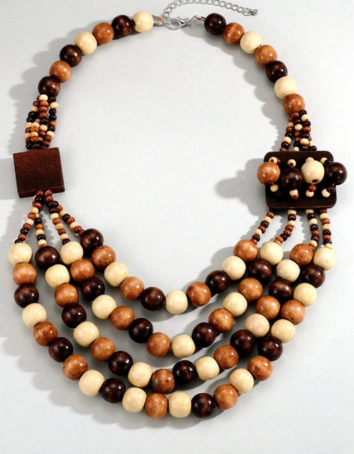 Load image into Gallery viewer, African Ethnic Jewelry Handmade Wooden Bead Beaded Statement Necklace For Women Party Accessories
