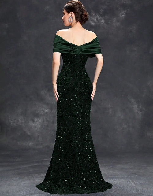 Load image into Gallery viewer, Elegant Velvet Sequin Fishtail Evening Gown – Perfect for Every Occasion
