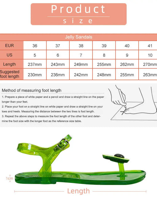 Load image into Gallery viewer, Women Fruit Jelly Sandals PVC Flat Flip-flop Sandal Ladies Summer Outdoor Fashion Non-slip Buckle Strap Beach Shoes Slides
