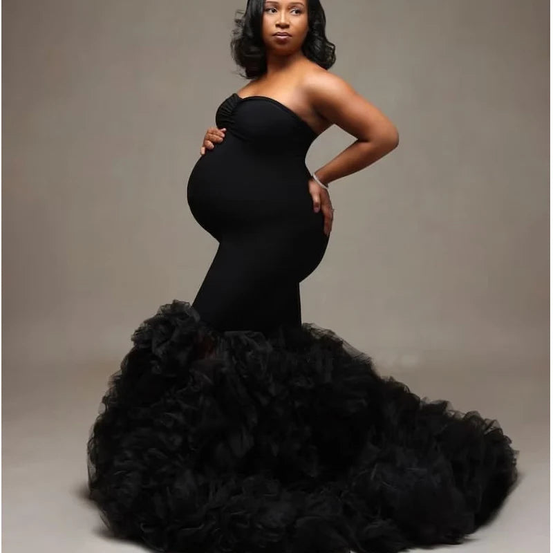 New Maternity Ruffles bottom Dress for photoshoot  Long Maternity Ruffle dresses