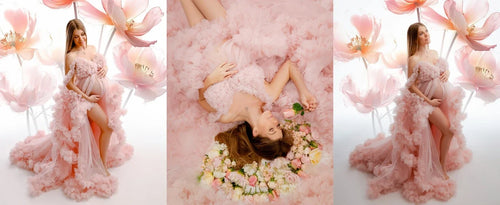 Load image into Gallery viewer, Puffy Ruffles Tulle Maternity Dress for Photoshoots &amp; Baby Showers
