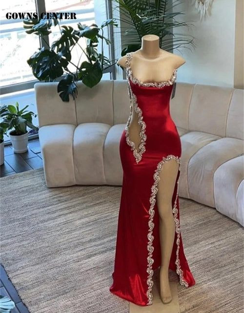 Load image into Gallery viewer, Radiant in Red: Luxury Beaded Mermaid Prom &amp; Birthday Dress
