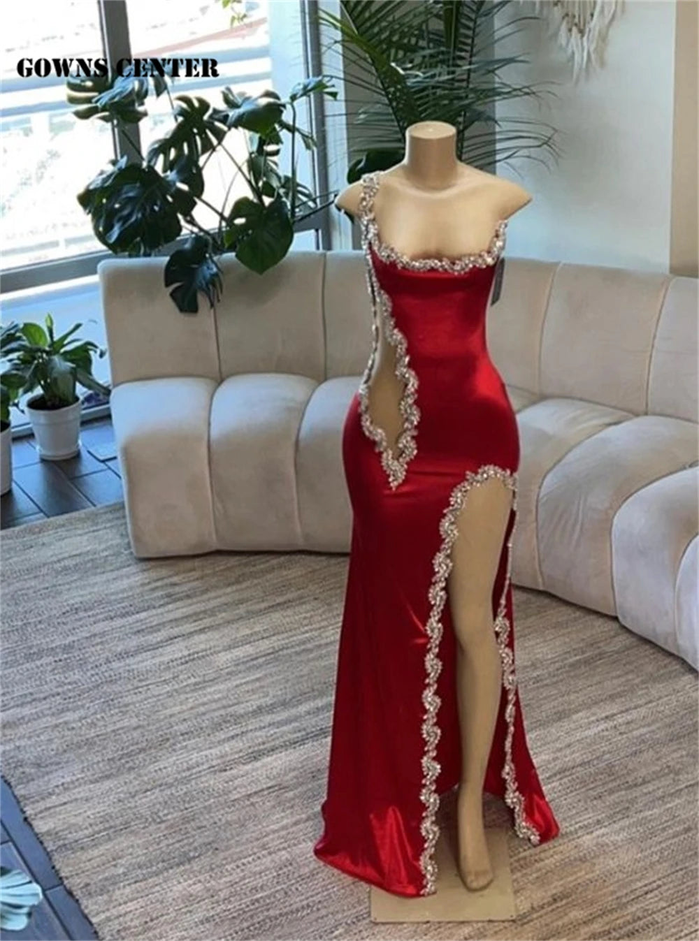 Radiant in Red: Luxury Beaded Mermaid Prom & Birthday Dress