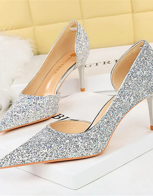 Load image into Gallery viewer, Elegant Sparkly Sequin Stiletto Pumps – Perfect Party Heels
