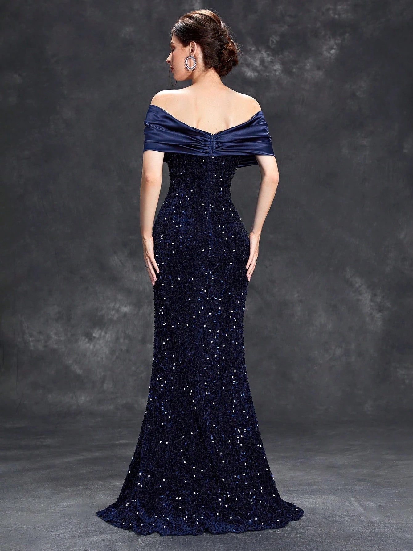 Elegant Velvet Sequin Fishtail Evening Gown – Perfect for Every Occasion