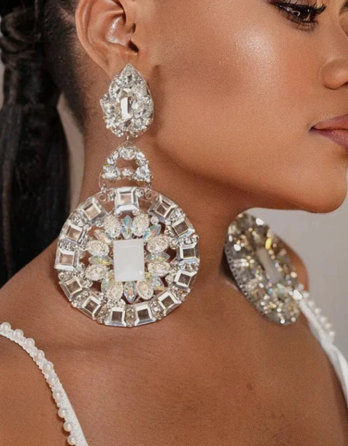 Load image into Gallery viewer, Luxury Oversized Round Dangle Earrings – Exaggerated Pendant Drag Queen &amp; Bridal Jewelry for Women
