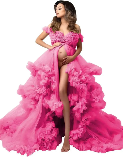 Load image into Gallery viewer, Puffy Ruffles Tulle Maternity Dress for Photoshoots &amp; Baby Showers
