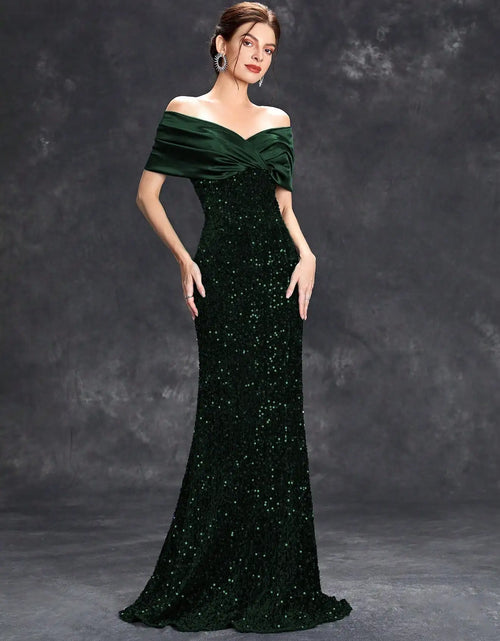 Load image into Gallery viewer, Elegant Velvet Sequin Fishtail Evening Gown – Perfect for Every Occasion
