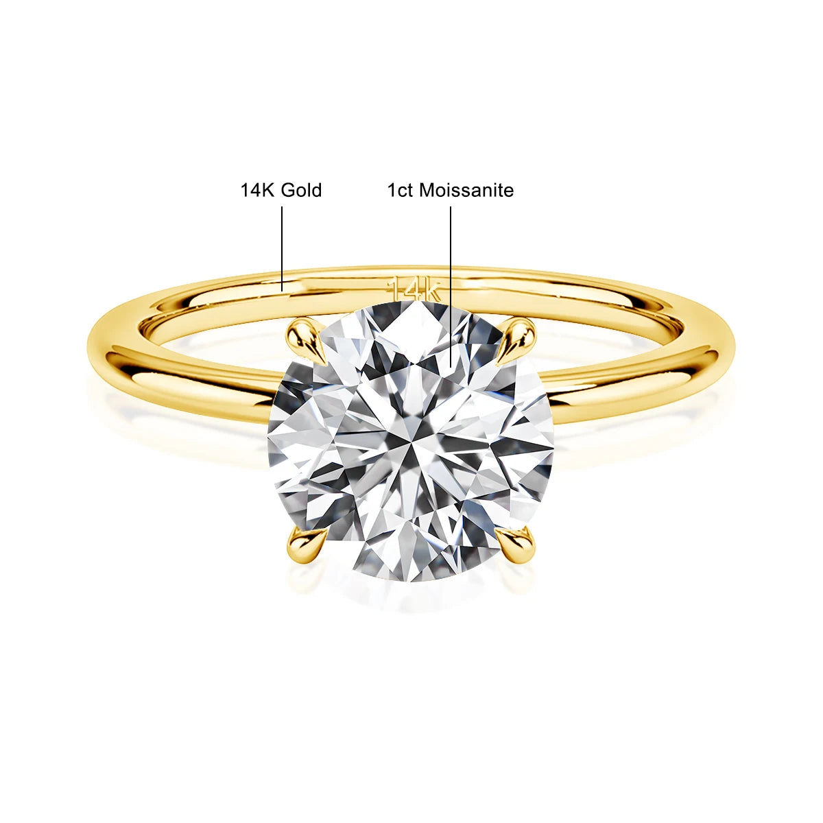 14K Real Gold Moissanite Promise Ring – Luxury Wedding Jewelry for Women on Clearance Sale