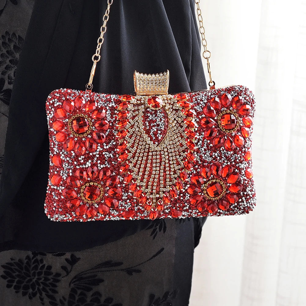 Luxury Rhinestone Glitter Evening Bag – Vintage Tassel Clutch for Weddings & Dinners