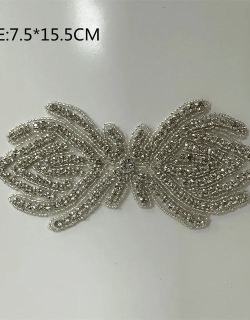 Load image into Gallery viewer, AB Silver Rhinestone Flower Applique – Elegant Iron-On/Sew-On Decoration for Wedding Dresses &amp; Clothes
