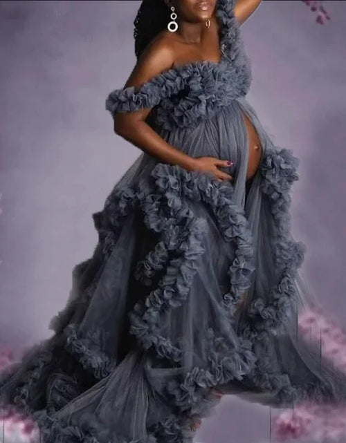 Load image into Gallery viewer, Puffy Ruffles Tulle Maternity Dress for Photoshoots &amp; Baby Showers
