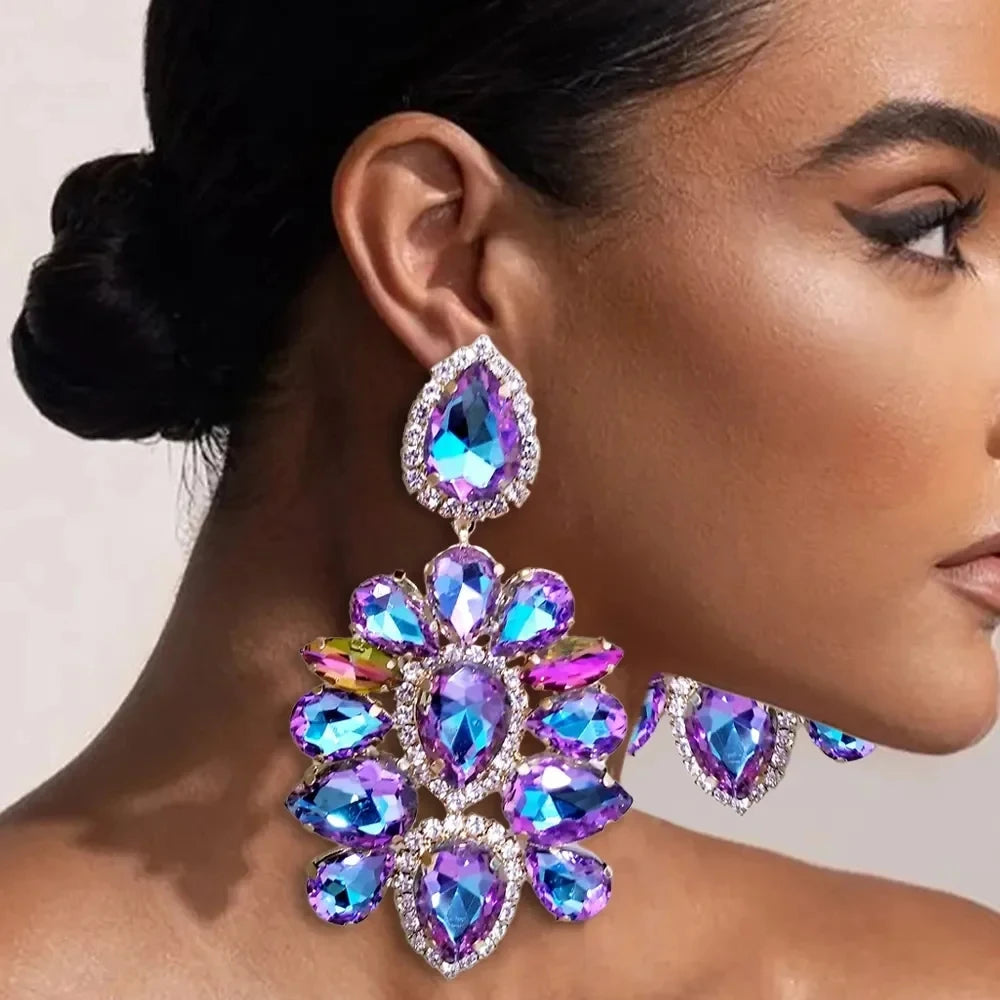 Luxury Chandelier Rhinestone Drop Earrings – Elegant Gift for Women