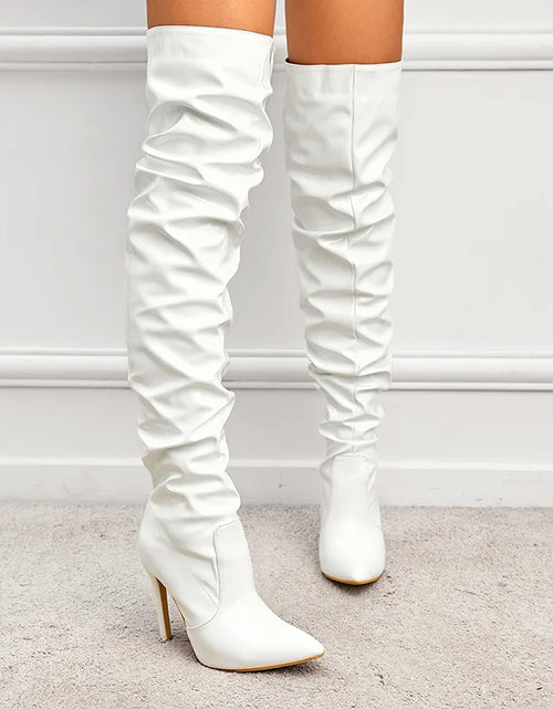 Load image into Gallery viewer, Command Attention: High-Heeled Patent Leather Thigh-High Boots
