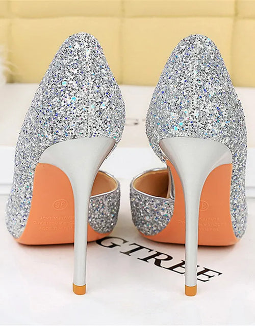 Load image into Gallery viewer, Elegant Sparkly Sequin Stiletto Pumps – Perfect Party Heels
